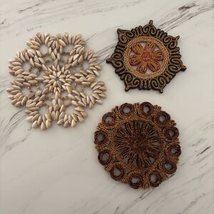 3 Vintage Boho Trivets Wall Art